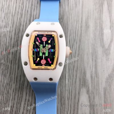 Women Richard Mille BonBon Collection Watches Rm07 Blue Rubber Strap